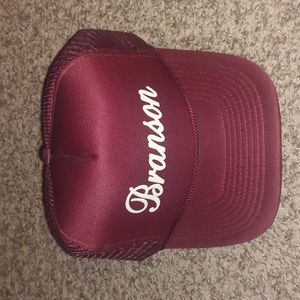 Vtg Cobra Caps Branson Trucker Mesh Snapback Maroon White Hat Cap